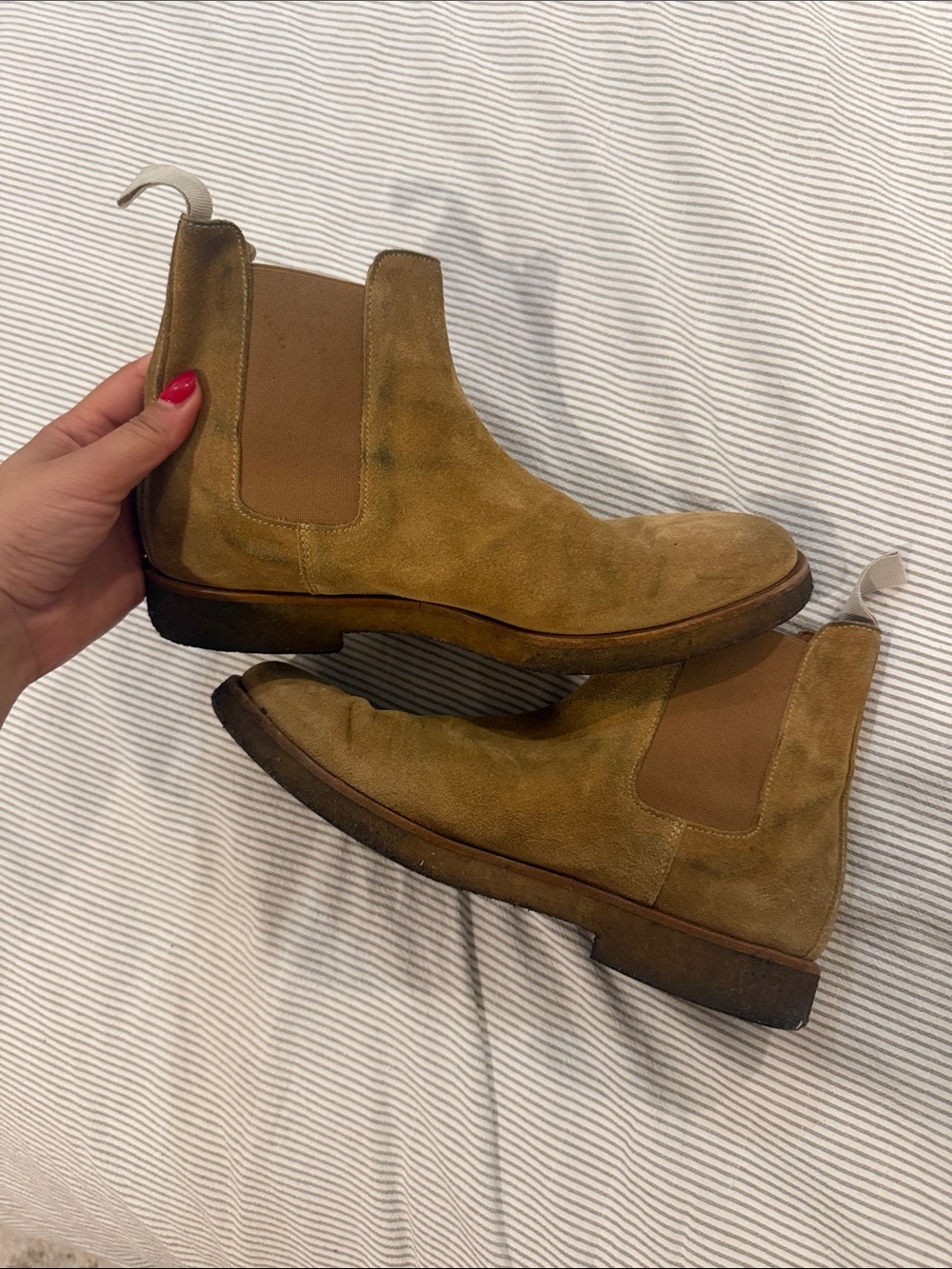 Common Projects Women's Suede Chelsea Booties in Tan